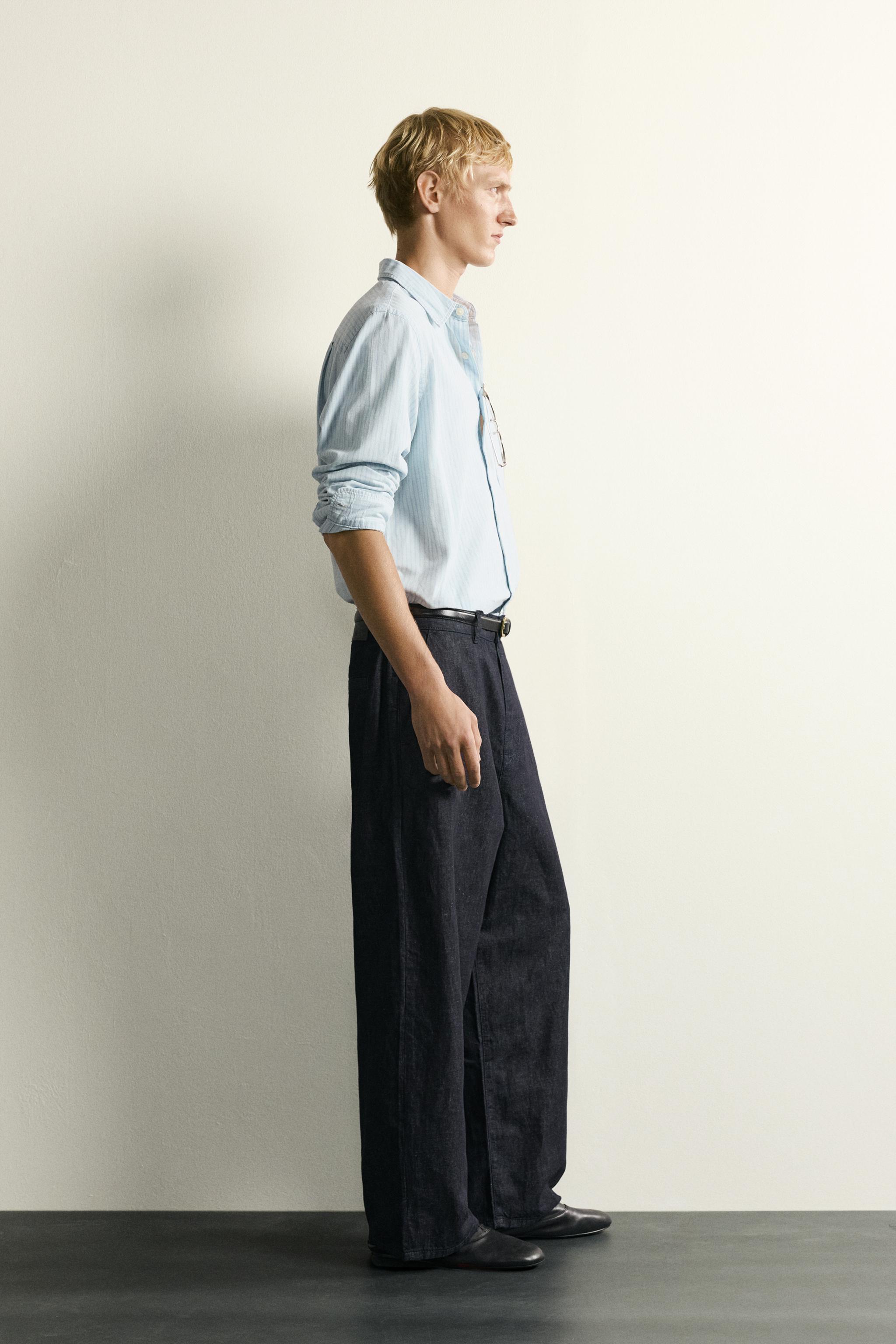 CHEMISE EN JEAN LÉGER À RAYURES